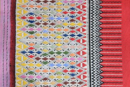 Closeup texture of thai style fabric weave hand-wovenの写真素材
