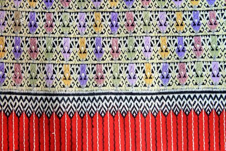 Closeup texture of thai style fabric weave hand-wovenの写真素材