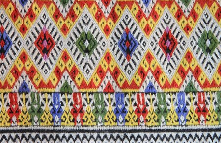 Closeup texture of thai style fabric weave hand-wovenの写真素材