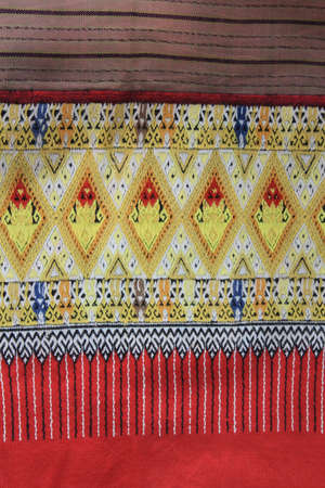 Closeup texture of thai style fabric weave hand-wovenの写真素材
