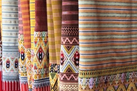 Thai style pattern on Thai clothの写真素材