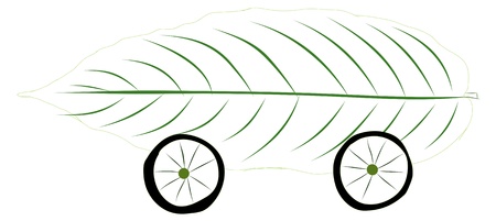 drawing  wheel and green leaf on white background isolatedの写真素材