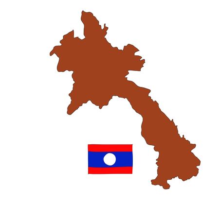 hand drawn   of flag of Laosの写真素材