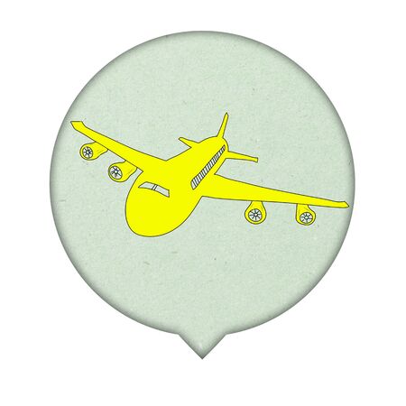 Airplane Sign icon on paper  backgroundの写真素材