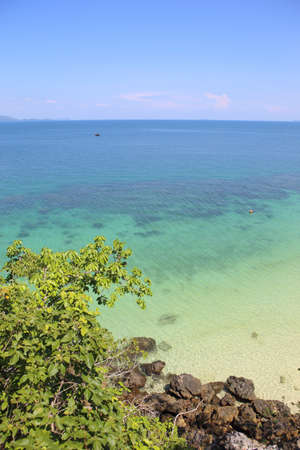Beautiful white sand beach on island with crystal clear sea, Andaman sea, Thailandの写真素材