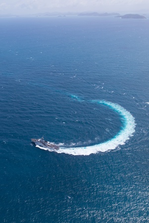 SATTAHEEP, THAILAND - June 21: H.T.M.S. Krabi, an offshore patrol vessel of the Royal Thai Navy test control system and speed test on June 21, 2013 in Sattaheep, Chonburi, Thailand.のeditorial素材