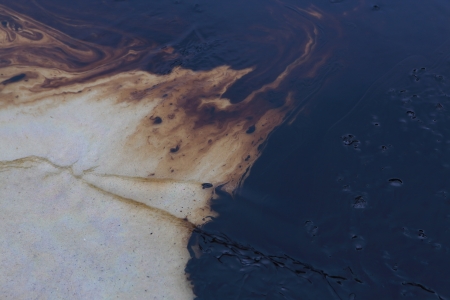 Gulf oil spill is shown on a beach