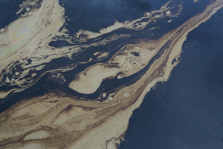 Gulf oil spill is shown on a beach