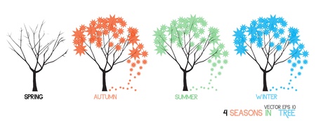 vector original abstract tree in four seasons のイラスト素材