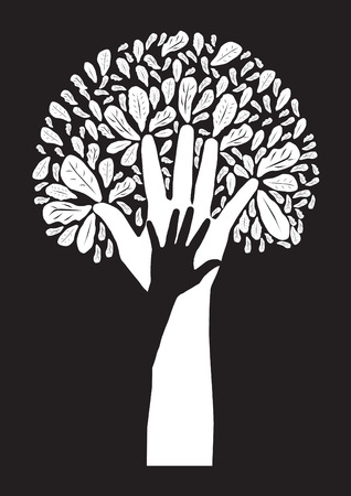hand symbol of green treeのイラスト素材