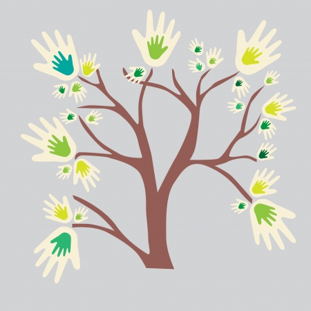 Eco friendly tree hands illustration for greeting cardのイラスト素材