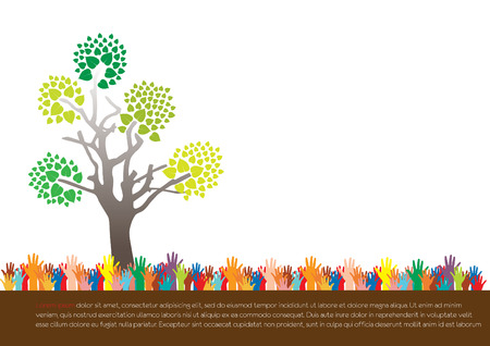 Hand  style save the Earth tree idea   environment concept のイラスト素材