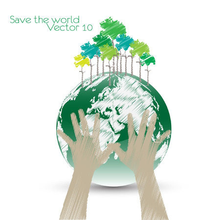 Hand Save The Earth Conceptual. vector illustrationのイラスト素材
