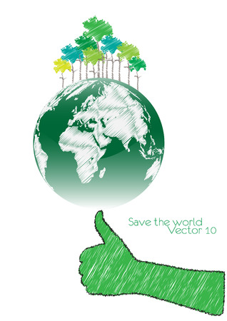 Hand Save The Earth Conceptual  vector illustrationのイラスト素材