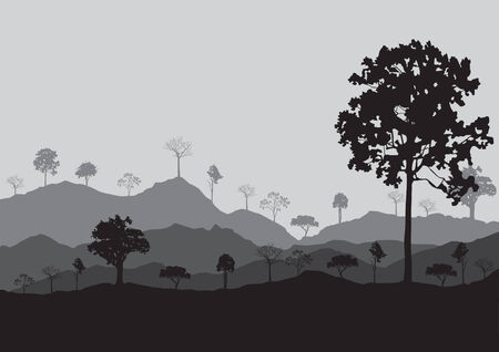 Ecology concept detailed forest tree illustrationのイラスト素材