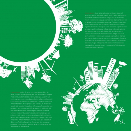 infographics Green modern city living concept  and ECO conceptのイラスト素材