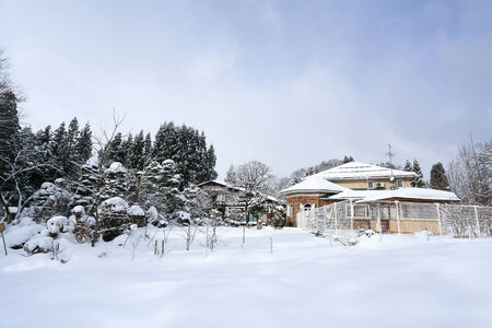 View of the city takayama in Japan in the snowのeditorial素材