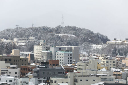 View of the city takayama in Japan in the snowのeditorial素材