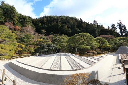 Ginshadan sand pattern representing the sea, Ginkakuji zen garden, Kyoto, Japanの写真素材
