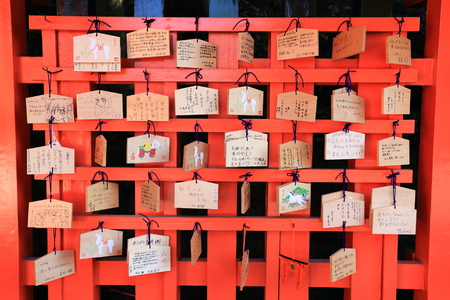 Prayer tablets at Fushimi Inari Taisha Shinto shrine in Kyoto, Japanのeditorial素材