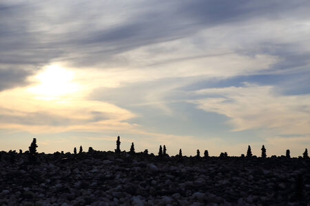 Twilight An island of smooth polished rocks in formation, a tourist attraction near Koh Lipe  aka Ko Lipeh の写真素材