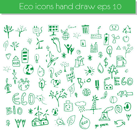 Vector hand drawn design elements - ecoのイラスト素材