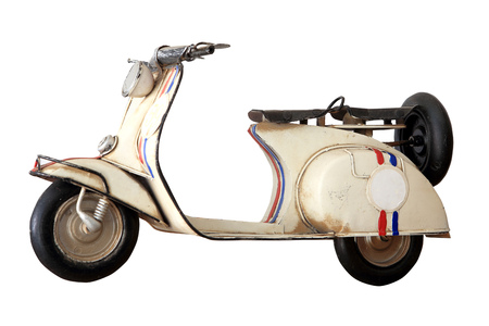 White retro scooter isolated against white background.