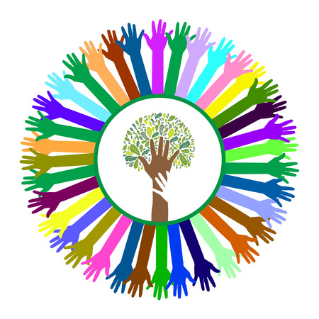 Hand style save the Earth tree ideaのイラスト素材