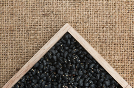 Black Eyed Peas on sack backgroundの写真素材