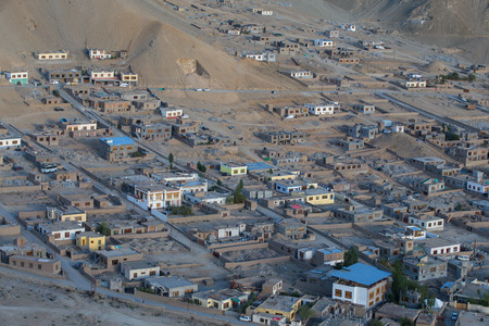 View of Leh city, the capital of Ladakh, Northern India.an altitude of 3500 meters.の写真素材