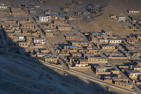 View of Leh city, the capital of Ladakh, Northern India.an altitude of 3500 meters.の写真素材