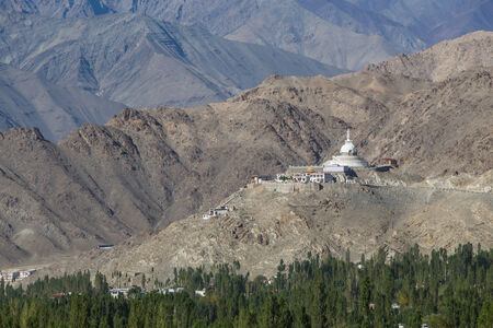 Shanti Stupa, Leh, Ladakh, Indiaの写真素材