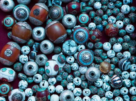 Various of different colorful necklace at   market in leh, Indiaの写真素材