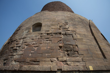 Dhamekh Stupa and ruins in Sarnath, Indiaの写真素材