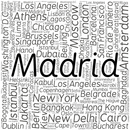 Cities in the World related word cloud backgroundのイラスト素材