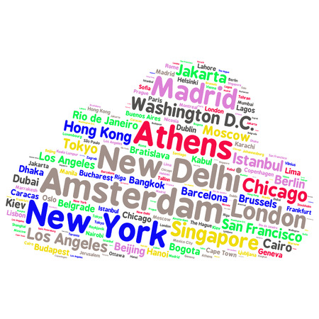 Cities in the World related word cloud backgroundのイラスト素材