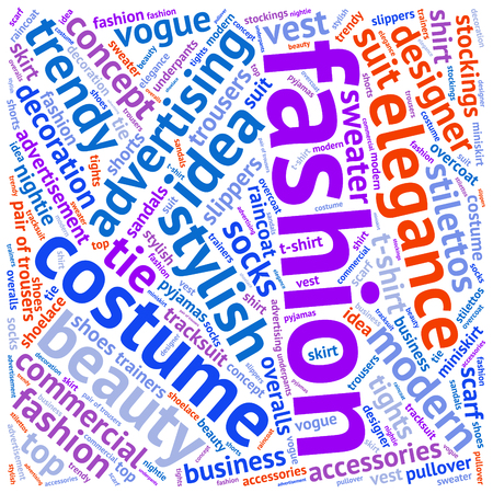 fashion and costume tag word cloud background.のイラスト素材