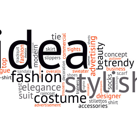 fashion and costume tag word cloud background.のイラスト素材