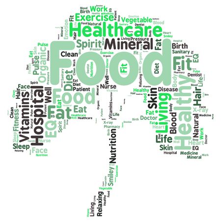 Conceptual illustration of tag cloud containing words related to healthy lifestyleのイラスト素材