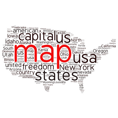 USA state map tag cloud vector illustrationのイラスト素材