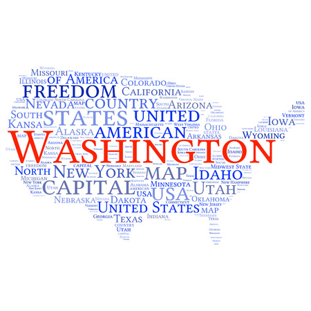 USA state map tag cloud vector illustrationのイラスト素材