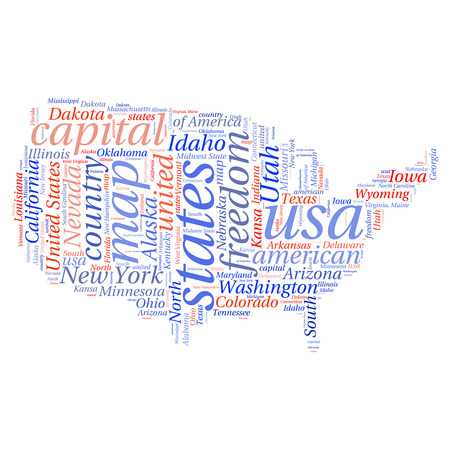 USA state map tag cloud vector illustrationのイラスト素材