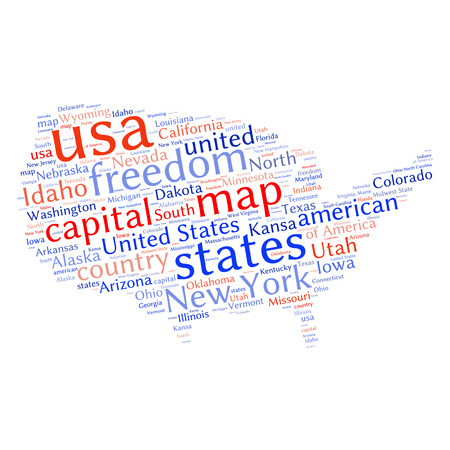 USA state map tag cloud vector illustrationのイラスト素材