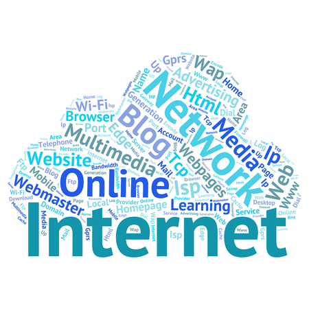 Concept or conceptual abstract word cloud   as metaphor for internet, network, Websiteのイラスト素材