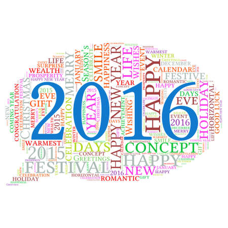 Happy New Year 2016. Cloud of words