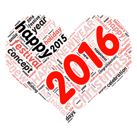 "Happy New Year 2016". Cloud of wordsのイラスト素材