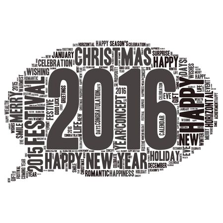 "Happy New Year 2016". Cloud of wordsのイラスト素材