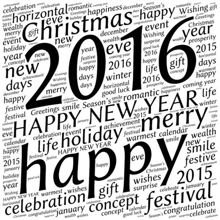 Happy New Year 2016. Cloud of words
