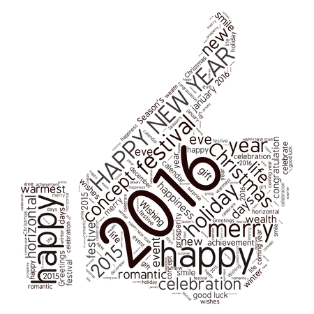 "Happy New Year 2016". Cloud of wordsのイラスト素材