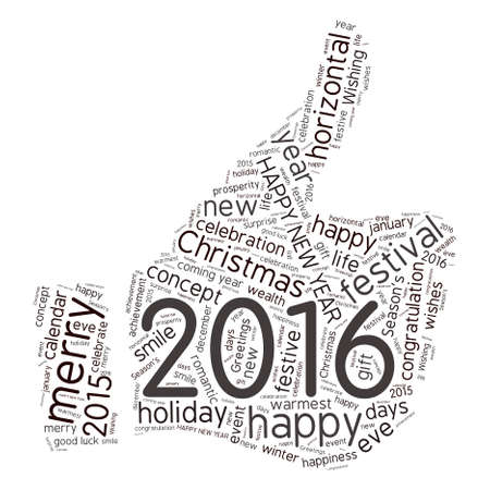 "Happy New Year 2016". Cloud of wordsのイラスト素材